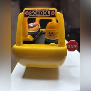 Vintage Fisher-Price School Bus Set with Bonus Cars